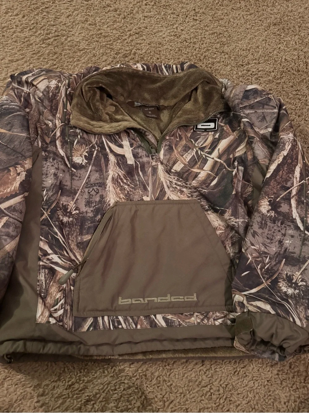 Kids Camo Pullover Jacket in Olive Green